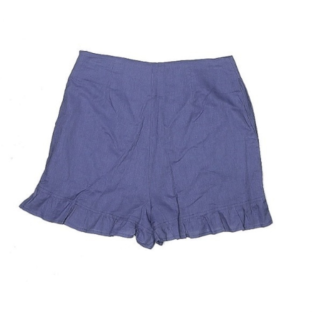 Women's Blue Ruffle Hem Shorts
